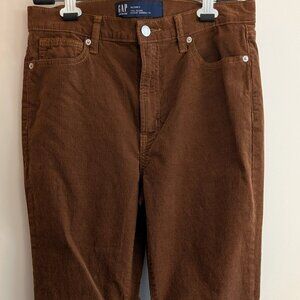 NWOT GAP High Rise Corduroy '70s Flare Jeans with Washwell, Sable Brown, Sz 10